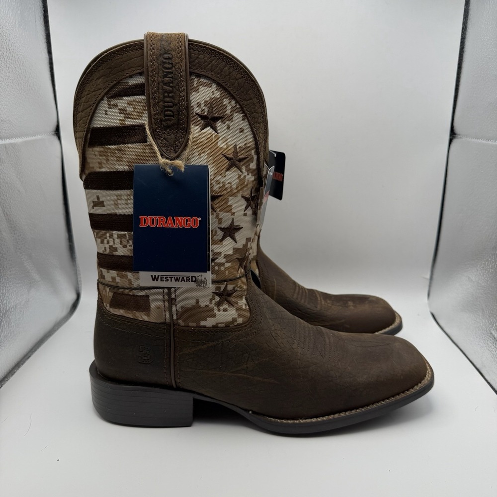 DURANGO MEN'S Sz 10M WESTWARD SADDLEHORN DIGI CAMO FLAG WESTERN BOOT DDB0397